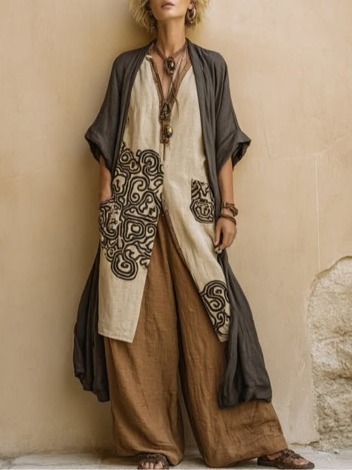 Florentyna | Boho komplet z haftowaną tuniką