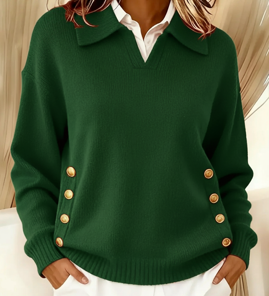 Vynette | Sweter Polo z Dekoltem w Serek