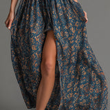 Retro Boho Kwiatowa Chiffonowa Sukienka Maxi bez Rękawów