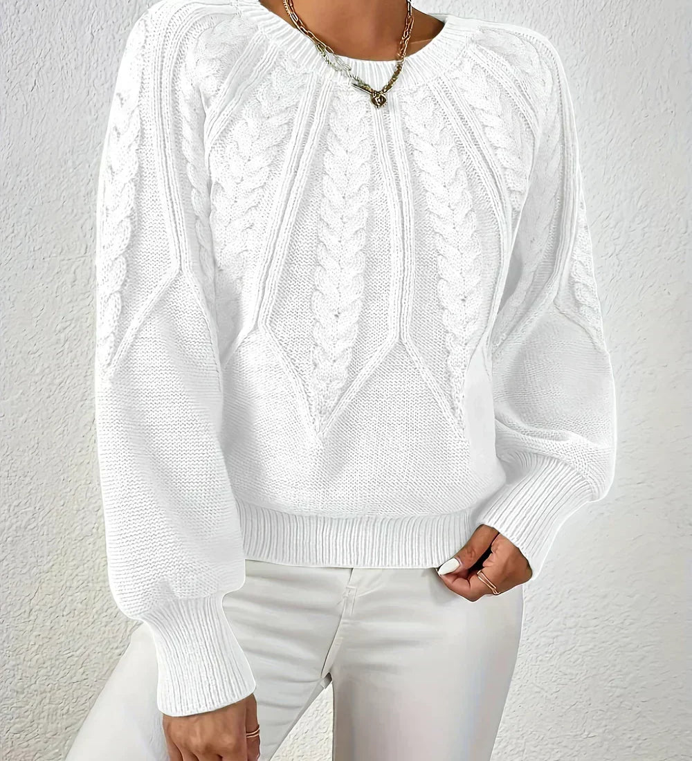 Gabriela | Sweter z Warkoczowym Splotem i Rekawami Reglan