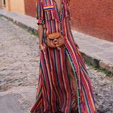 Casual Striped Printed Shirt Maxi Skirt