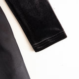 Elegancka Czarna Sukienka Midi z Aksamitą i Satyną