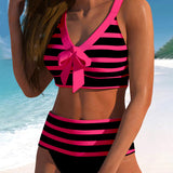 Sandra – Bikini w Paski z Wysokim Stanem
