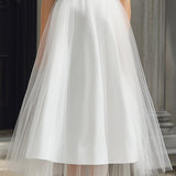 Sukienka Midi A-Line z Tyllu z Detalami na Ramiączkach Off-Shoulder