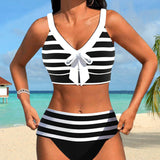 Sandra – Bikini w Paski z Wysokim Stanem