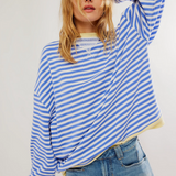 Pola | Oversizowy Sweter w Paski z Rekawami Nietoperz