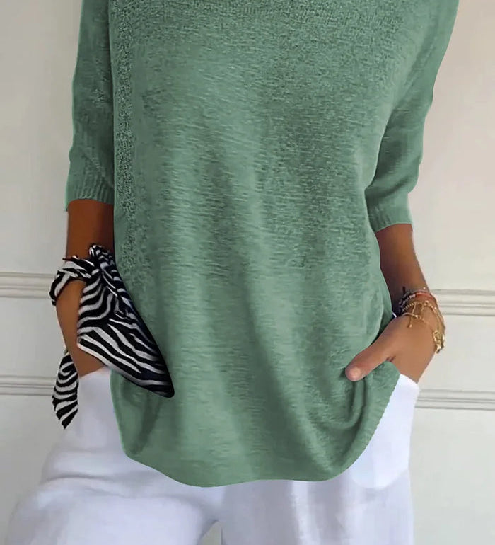 Kinga | Oversizowy Sweter z Dekoltem w Serek