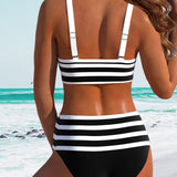 Sandra – Bikini w Paski z Wysokim Stanem