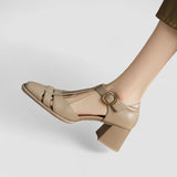 Scarlett – Ortopedyczne T-Strap Blokowe Obcasy