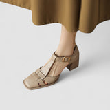 Scarlett – Ortopedyczne T-Strap Blokowe Obcasy
