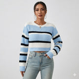 Luiza | Krotki Sweter w Paski