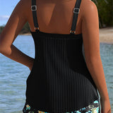 Anna – Tankini w Paski z Szortami Plażowymi