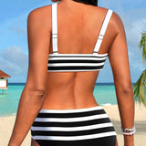 Sandra – Bikini w Paski z Wysokim Stanem