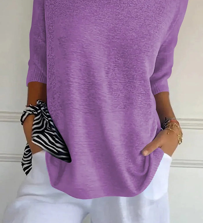 Kinga | Oversizowy Sweter z Dekoltem w Serek