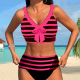 Sandra – Bikini w Paski z Wysokim Stanem