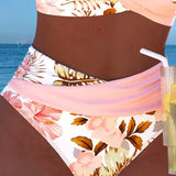 Edyta – Kwiatowe Bikini z Kontrastem i Rozcięciem