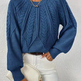 Gabriela | Sweter z Warkoczowym Splotem i Rekawami Reglan