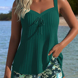 Anna – Tankini w Paski z Szortami Plażowymi