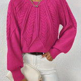 Gabriela | Sweter z Warkoczowym Splotem i Rekawami Reglan
