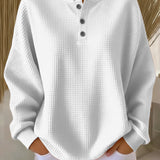 Mirabel | Przytulna Bluza Henley w Waflowy Wzór