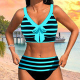 Sandra – Bikini w Paski z Wysokim Stanem