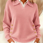 Vynette | Sweter Polo z Dekoltem w Serek