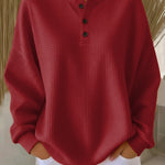 Mirabel | Przytulna Bluza Henley w Waflowy Wzór