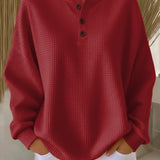 Mirabel | Przytulna Bluza Henley w Waflowy Wzór