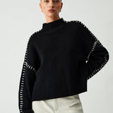 Malwina | Oversizowy Sweter z Golfem Stojka