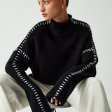 Malwina | Oversizowy Sweter z Golfem Stojka