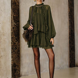 Zestaw Mini Sukienki z Tiered Ruffle Chiffon z Podszewką