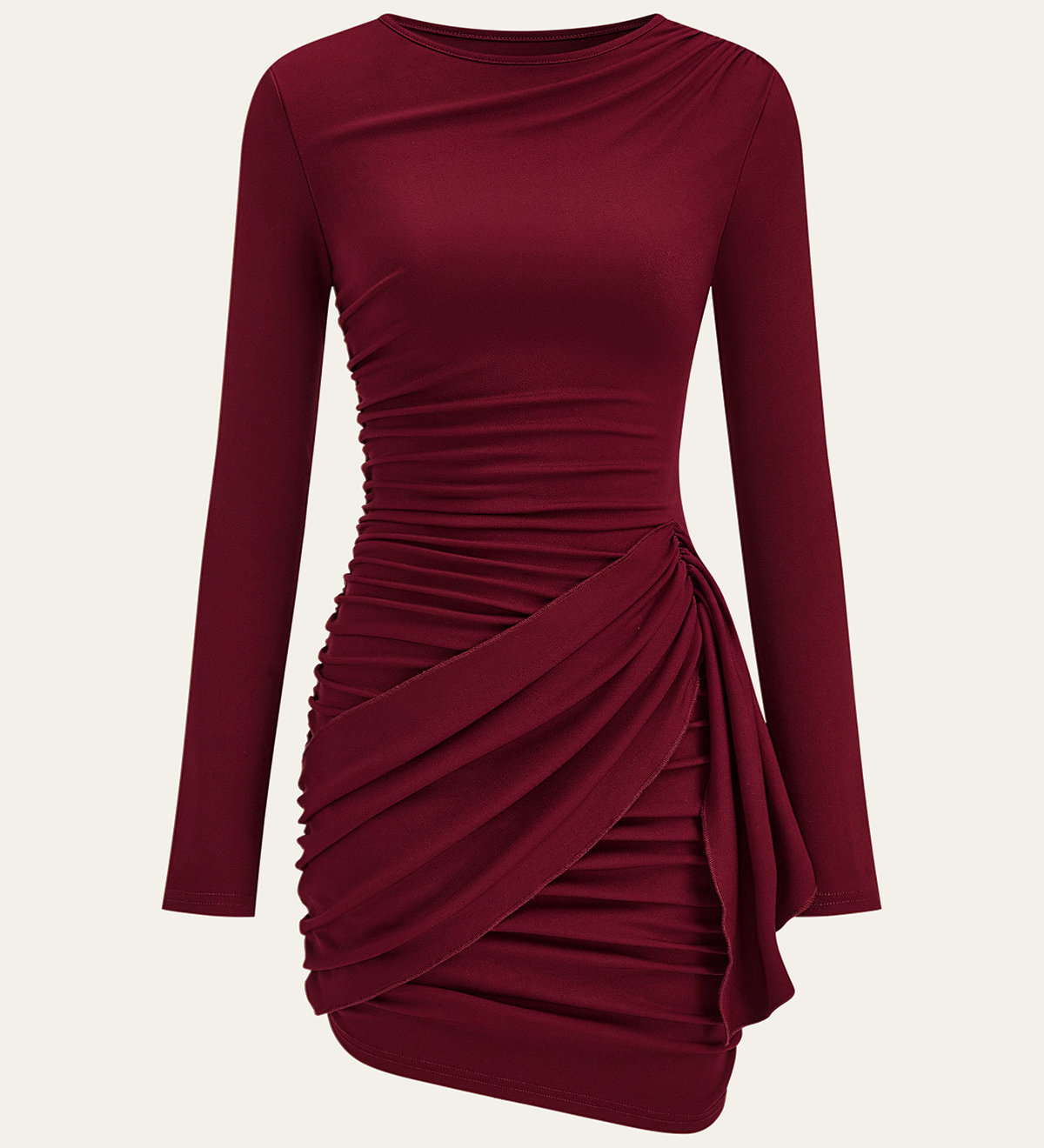Sukienka bodycon z marszczeniem i długim rękawem