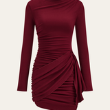 Sukienka bodycon z marszczeniem i długim rękawem