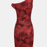 Sukienka bodycon z marszczeniem na jedno ramię w kwiatowy wzór