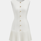 Sukienka mini bez rękawów z metalicznymi detalami, slim fit, plisowana