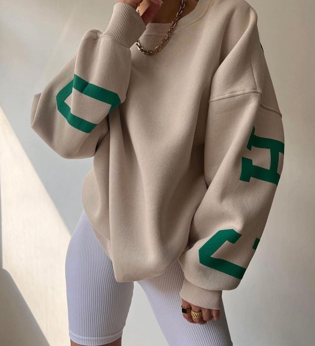 Bianka | Oversizowy Sweter z Nadrukiem Graficznym
