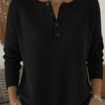 Helena | Dzianinowy Sweter Henley na Guziki