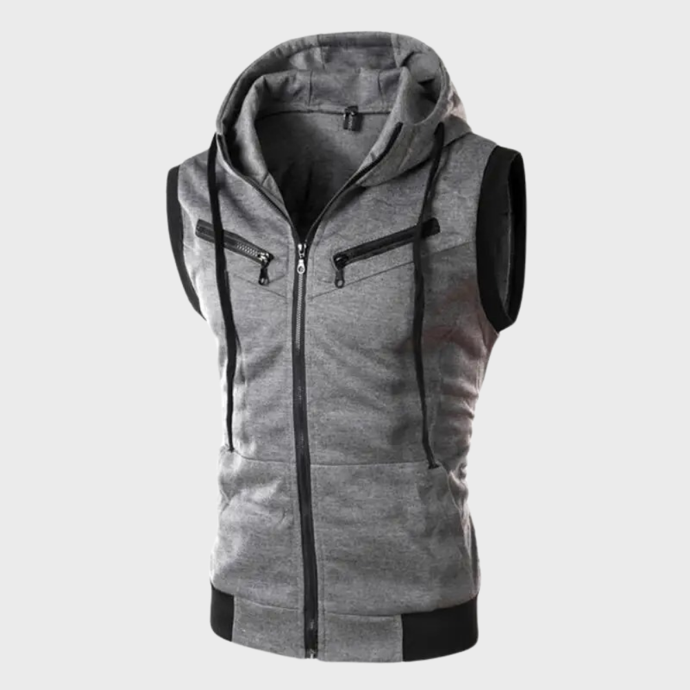 Mężczyzn Modny Bezrękawnik z Kapturem Streetwear