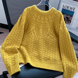 Janina | Sweter z Okraglym Dekoltem i Warkoczowym Splotem