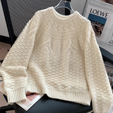 Janina | Sweter z Okraglym Dekoltem i Warkoczowym Splotem