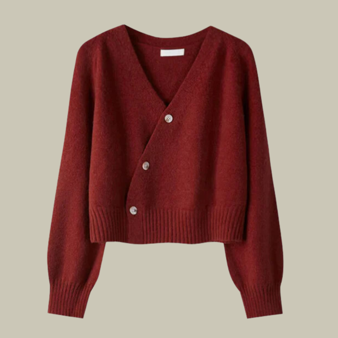 Marianna | Sweter z Dekoltem w Serek i Krzyzowanymi Guzikami