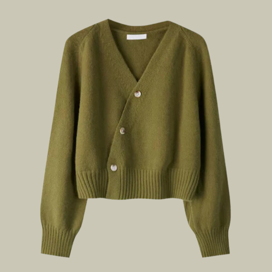 Marianna | Sweter z Dekoltem w Serek i Krzyzowanymi Guzikami