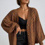 Bozena | Kardigan Oversize z Warkoczowym Splotem