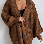 Bozena | Kardigan Oversize z Warkoczowym Splotem