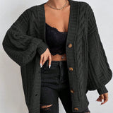 Bozena | Kardigan Oversize z Warkoczowym Splotem