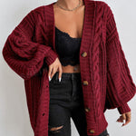 Bozena | Kardigan Oversize z Warkoczowym Splotem
