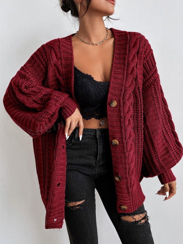 Bozena | Kardigan Oversize z Warkoczowym Splotem