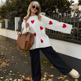 Barbara | Oversizowy Sweter w Serduszka