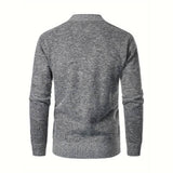 Męski Elegancki Jasnoszary Kardigan z Dekoltem w Serek Casual
