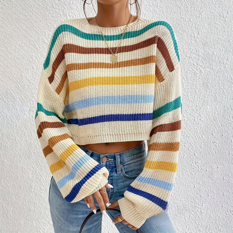 Emilia | Krotki Sweter w Paski